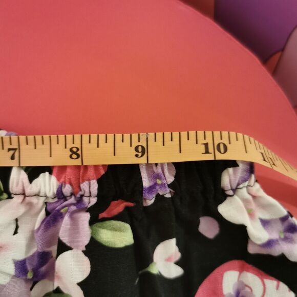 Black Floral Hello Kitty Set Size S Small Top Shorts Cosplay Sleepwear Halloween - Picture 6 of 11